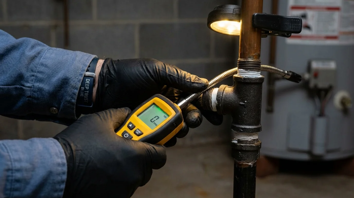 Gas leak detection with electronic sniffer by Johns Plumbing LLC in Chappaqua