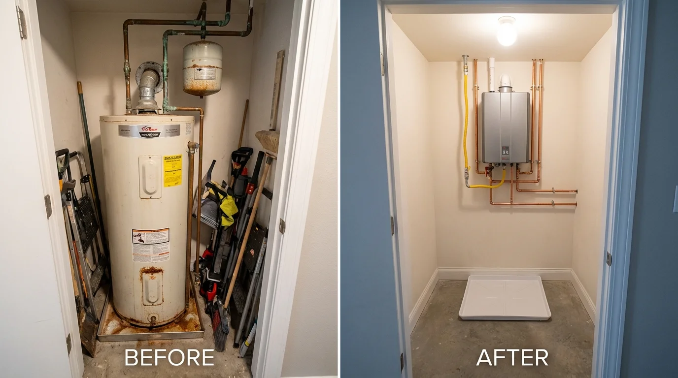 Tank water heater versus wall-mounted tankless unit comparison for Chappaqua, NY homeowners